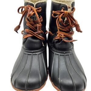 Seven Black Size 7 Women's Fur Insulated Water Resistant Duck Boots Shoes Rain